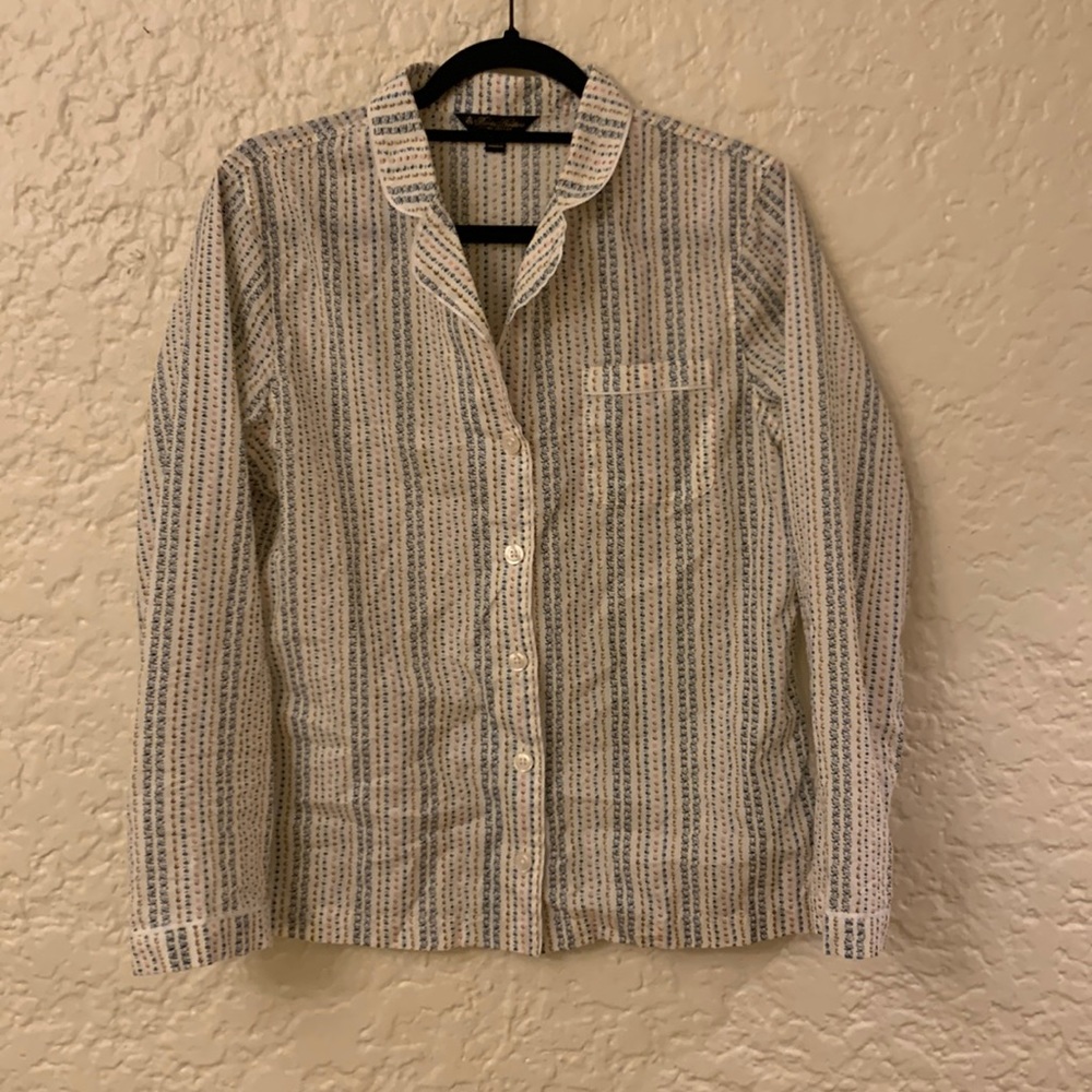 Brooks Brothers floral pinstripe Poplin cotton two piece pajama set